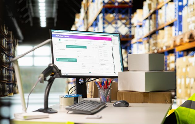 Operador revisando inventario en tiempo real con sistema WMS en almacén industrial en México
